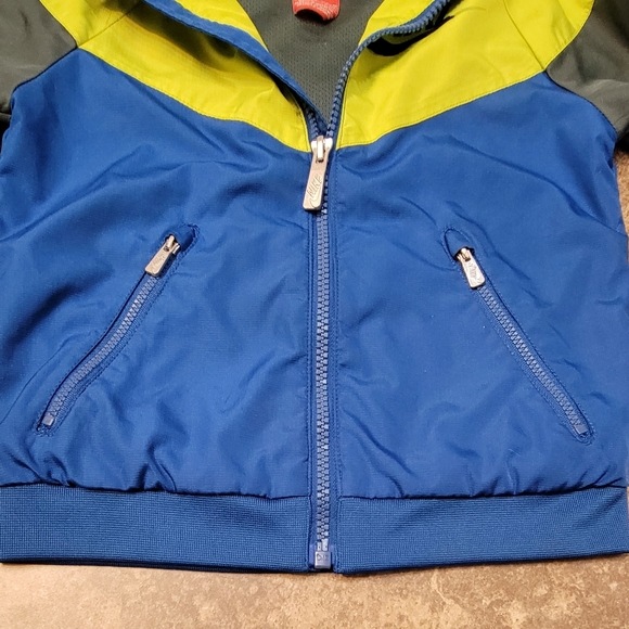Nike Boys 4/XS Hooded Windbreaker Jacket Blue and Green Colorblock - Picture 7 of 9
